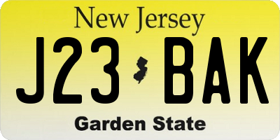 NJ license plate J23BAK