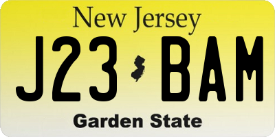 NJ license plate J23BAM