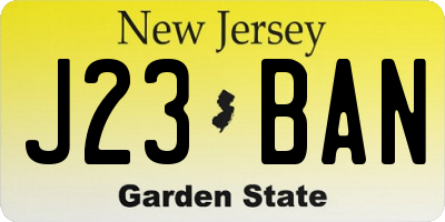 NJ license plate J23BAN