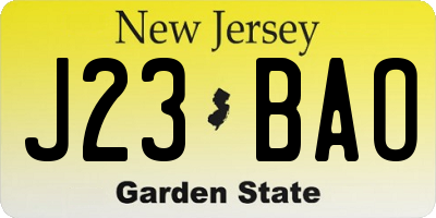 NJ license plate J23BAO
