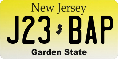 NJ license plate J23BAP
