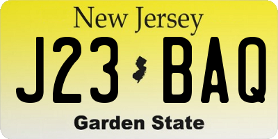NJ license plate J23BAQ