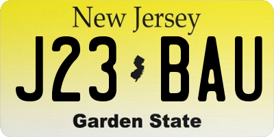 NJ license plate J23BAU