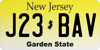 NJ license plate J23BAV