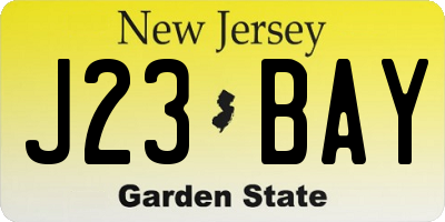 NJ license plate J23BAY
