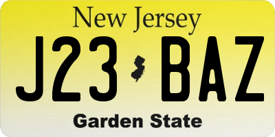NJ license plate J23BAZ