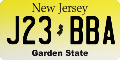 NJ license plate J23BBA