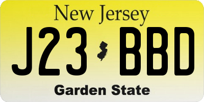NJ license plate J23BBD