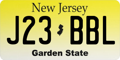 NJ license plate J23BBL