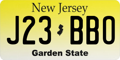 NJ license plate J23BBO