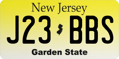 NJ license plate J23BBS