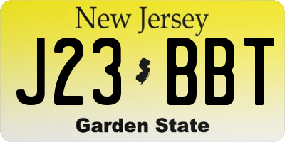 NJ license plate J23BBT