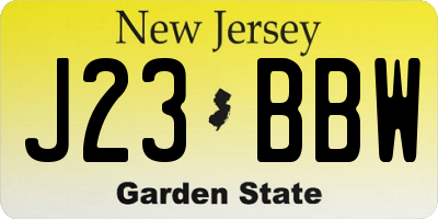 NJ license plate J23BBW
