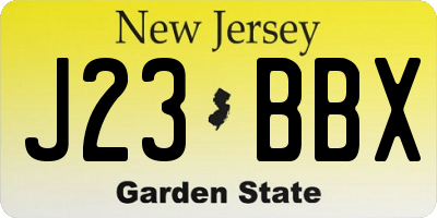 NJ license plate J23BBX