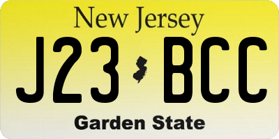NJ license plate J23BCC