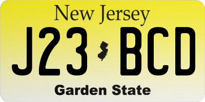 NJ license plate J23BCD