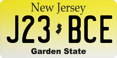 NJ license plate J23BCE