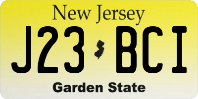 NJ license plate J23BCI