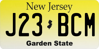 NJ license plate J23BCM