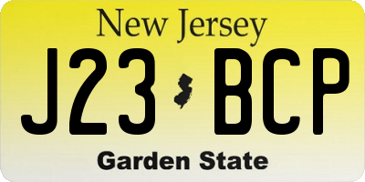 NJ license plate J23BCP