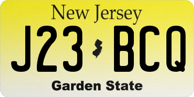 NJ license plate J23BCQ