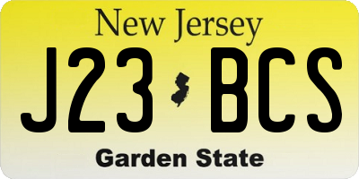 NJ license plate J23BCS