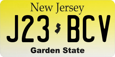 NJ license plate J23BCV