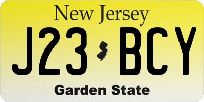 NJ license plate J23BCY