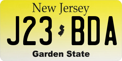 NJ license plate J23BDA