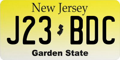 NJ license plate J23BDC