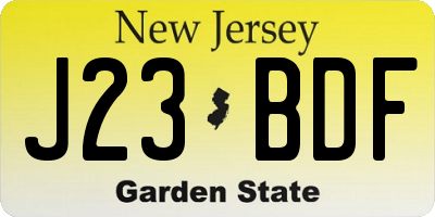NJ license plate J23BDF