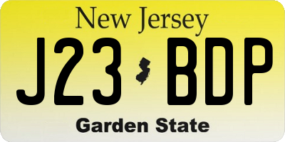 NJ license plate J23BDP