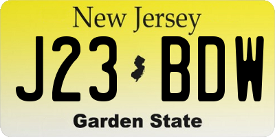 NJ license plate J23BDW
