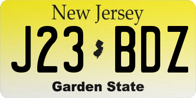 NJ license plate J23BDZ