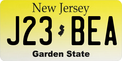 NJ license plate J23BEA