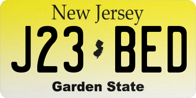 NJ license plate J23BED