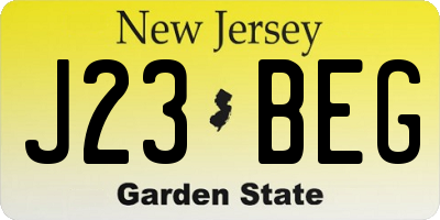 NJ license plate J23BEG