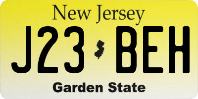 NJ license plate J23BEH