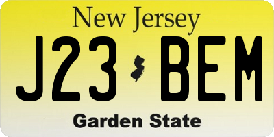 NJ license plate J23BEM