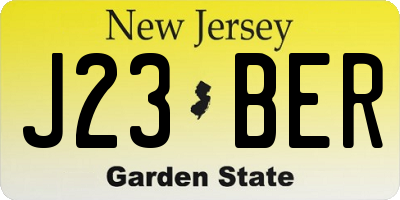 NJ license plate J23BER