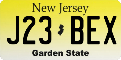 NJ license plate J23BEX