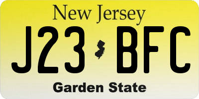 NJ license plate J23BFC
