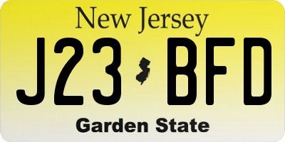 NJ license plate J23BFD
