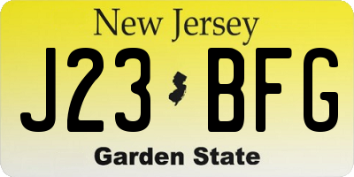 NJ license plate J23BFG