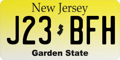 NJ license plate J23BFH