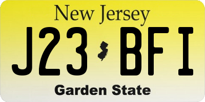 NJ license plate J23BFI