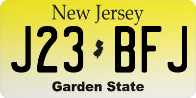 NJ license plate J23BFJ