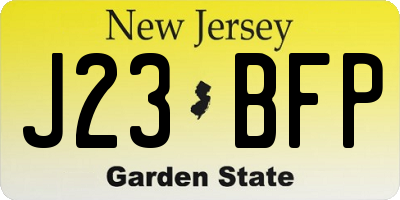 NJ license plate J23BFP