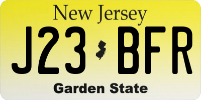 NJ license plate J23BFR