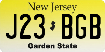 NJ license plate J23BGB